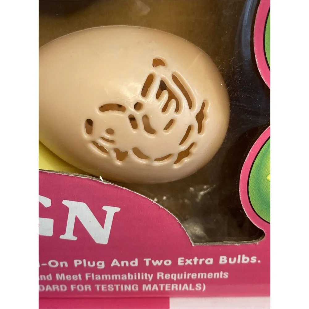 2 Vintage Plastic Happy Easter Egg String Lites 10 Holiday Lights Pastel READ
